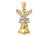 14K Yellow Gold Liberty Bell with Eagle Charm Pendant (No Chain)